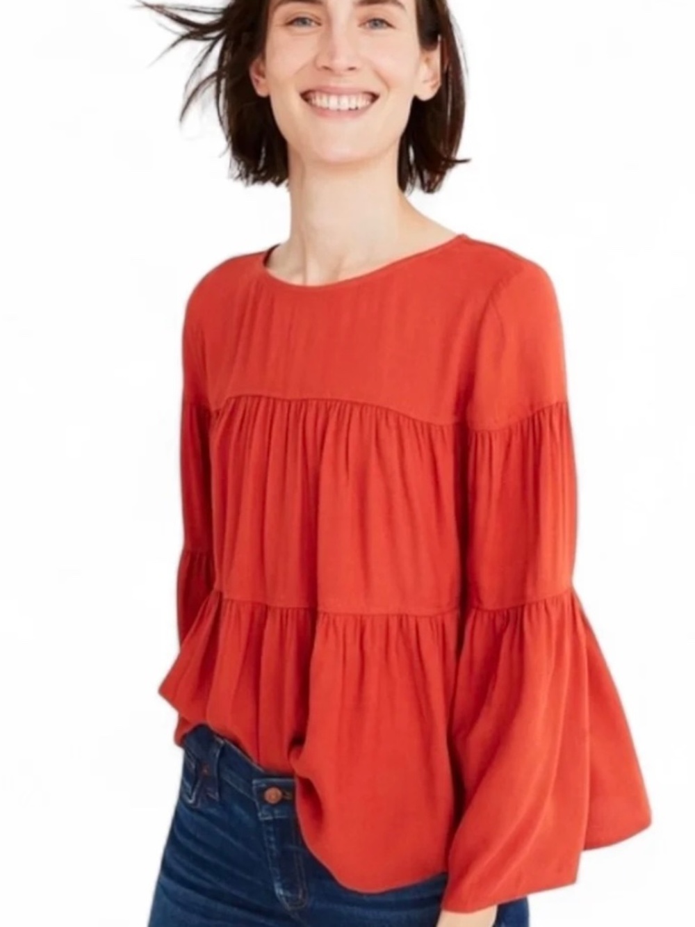 Madewell Tiered Button-Back Top, Size M